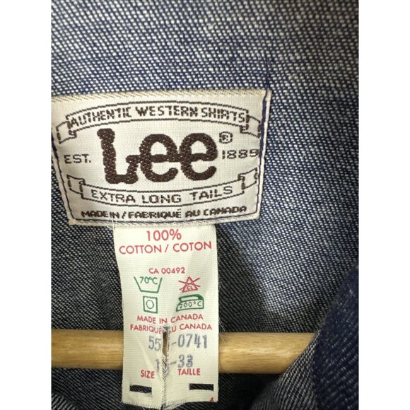 Vintage Lee Western Denim Shirt Men’s 16.5 34 Pearl Snap Selvedge Cowboy Rodeo - Picture 5 of 6